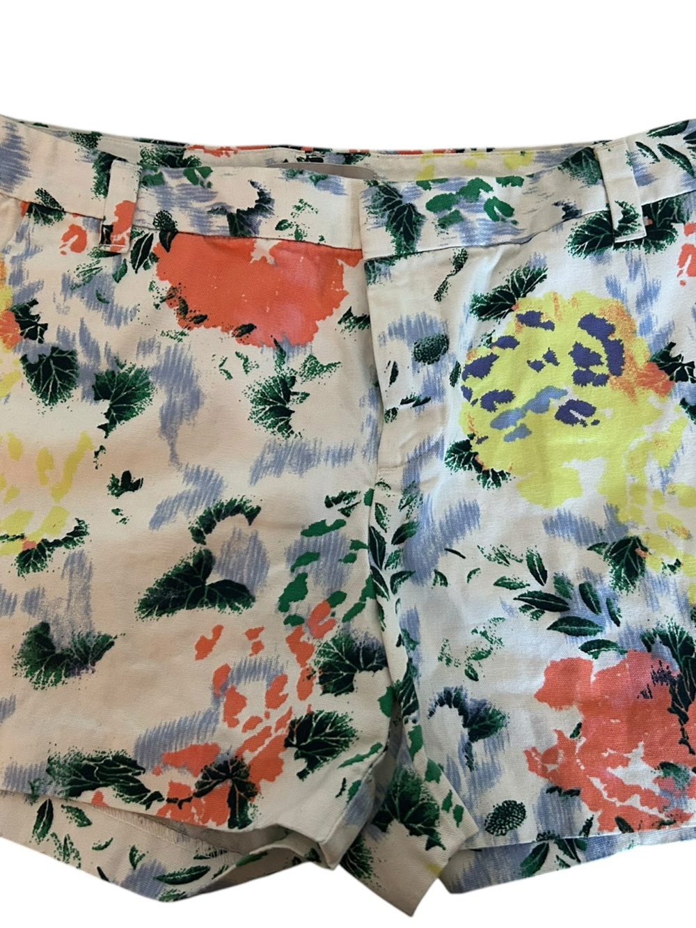 Gap size 8 Floral Print Cotton Blend Shorts in Coral, Yellow & Green